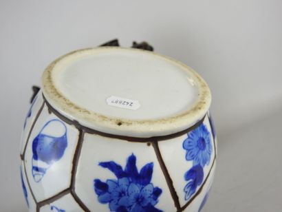 CHINA: Pair of brown glazed ceramic candleholders...