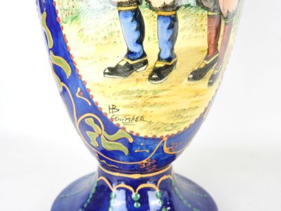 HB QUIMPER: Earthenware vase decorated with...