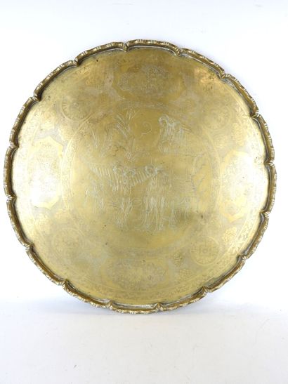 ASIA: Bronze tray with chased decoration...