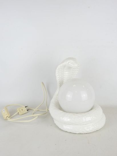 White earthenware cobra-shaped LAMP with...