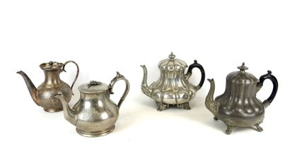 FOUR English silver-plated THEIERES including:...