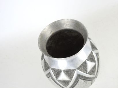 BARTE: Baluster-shaped pewter vase with geometric...