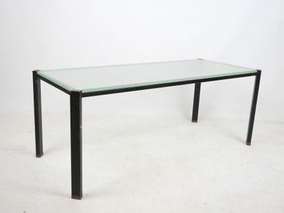 LOW TABLE in black lacquered metal and Saint...