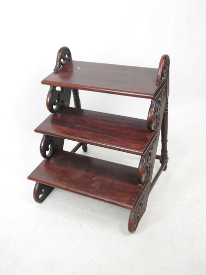 Three-step bookcase STAIR in exotic wood...