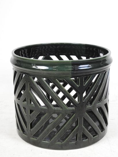 MALICORNE : Important pot cover in green...