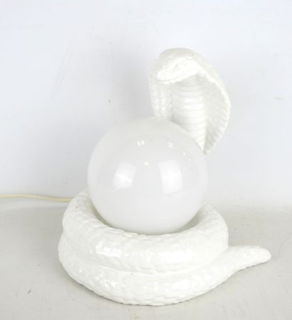 White earthenware cobra-shaped LAMP with...