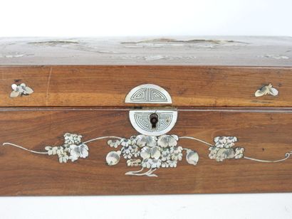 CHINA: Rectangular wooden box with mother-of-pearl...