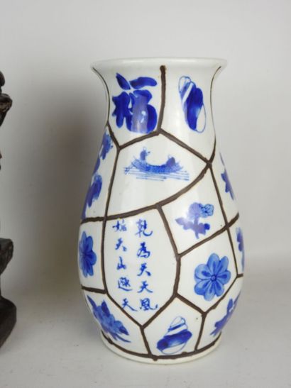 CHINA: Pair of brown glazed ceramic candleholders...