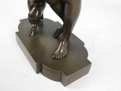 Ménade, cymbal player and faun. Bronze with...