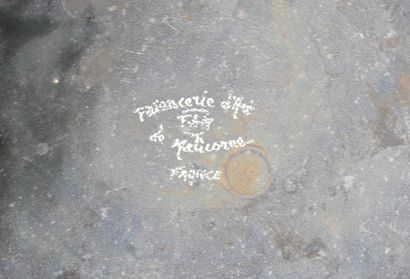 MALICORNE : Important pot cover in green...