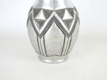 BARTE: Baluster-shaped pewter vase with geometric...