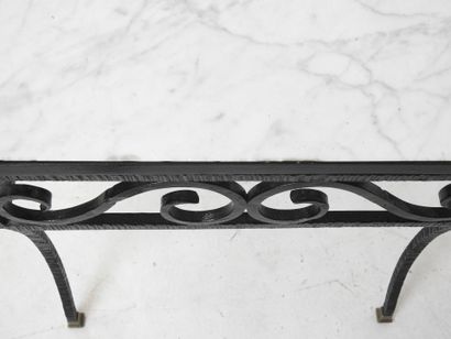 Wrought-iron LOW TABLE with rectangular white...
