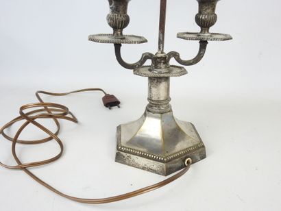 LAMPE bouillotte in silver-plated bronze...
