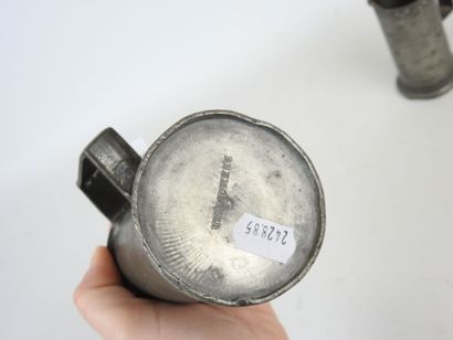 TWO pewter MEASUREMENTS. One signed BREMONTIER,...