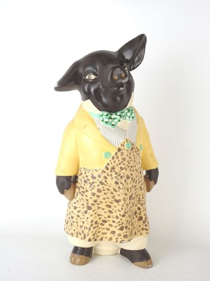 Black COCHON cook. Subject in painted plaster....