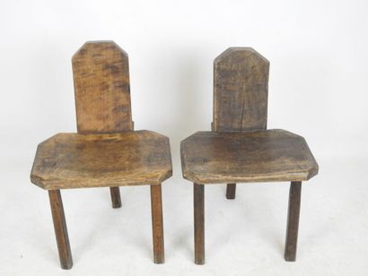 Brutalisme/Art populaire. Paire de chaises...
