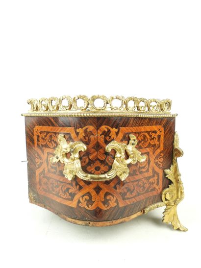JARDINIERE in inlaid veneer with gilt bronze...