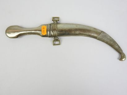 MOROCCO: Metal Koumya dagger, scabbard with...