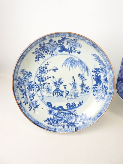 CHINA: Pair of blue-white porcelain plates...