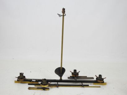 TWO black lacquered and gilded metal SUSPENSIONS...