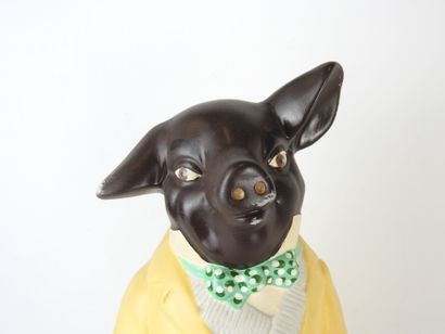 Black COCHON cook. Subject in painted plaster....