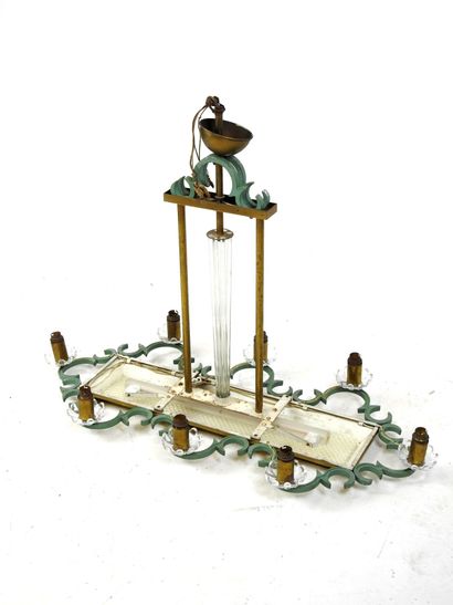 BACCARAT: Eight-light chandelier in green-lacquered...