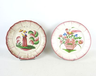 LES ISLETTES: Two earthenware plates, one...