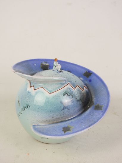 DOM! ARTH: Enameled ceramic sugar bowl decorated...