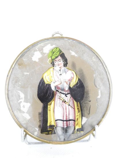 DE BYON (XIXth): Porcelain bonbonnière decorated...
