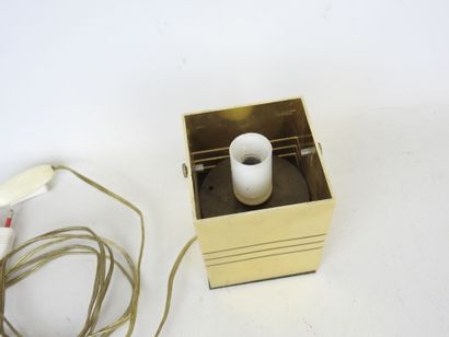 Square gilded metal LAMP with openwork streaks....