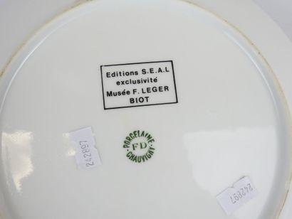 CHAUVIGNY: Porcelain plate with polychrome...