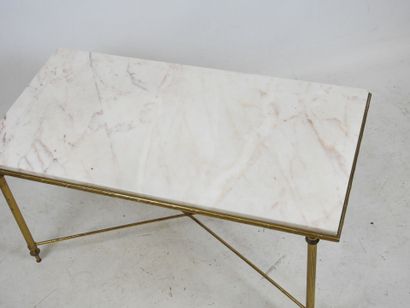 Rectangular LOW TABLE with white veined marble...