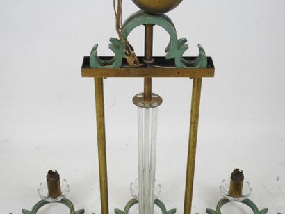 BACCARAT: Eight-light chandelier in green-lacquered...