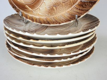 SARREGUEMINES: Six brown earthenware plates...