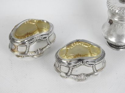 PAIR OF silver SALERONS decorated with foliate...