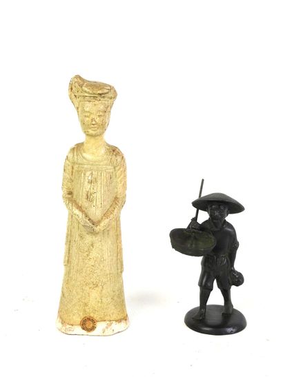 ASIA: Female ceramic statue. Label Potter-Palmer...
