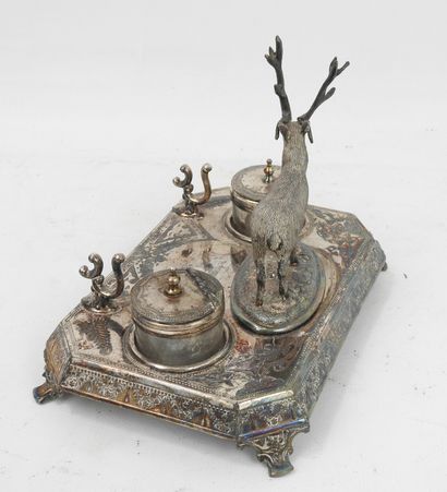 Silver and silver-plated metal ENCRIER decorated...