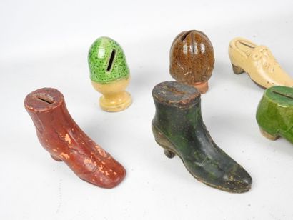 LOT of ten glazed ceramic money boxes in...