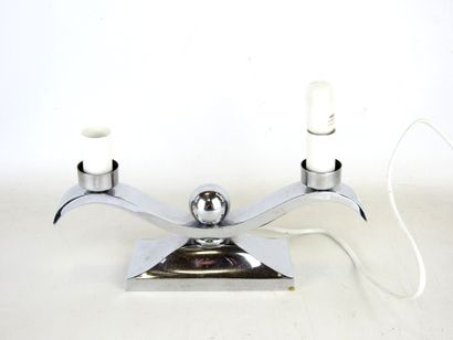 VEILLEUSE - Lampe en métal chromé à deux...