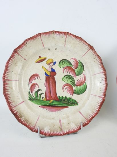 LES ISLETTES: Two earthenware plates, one...