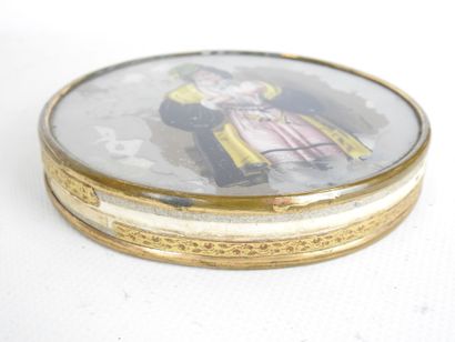 DE BYON (XIXth): Porcelain bonbonnière decorated...