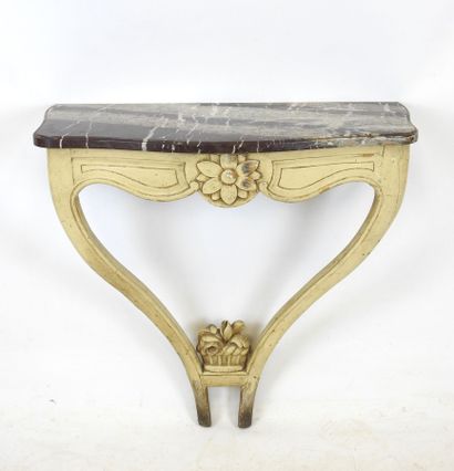 APPLIQUE CONSOLE in natural wood, molded...