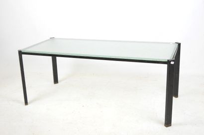 LOW TABLE in black lacquered metal and Saint...