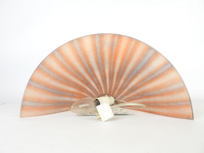 Glass sconce decorated with mauve drips on...