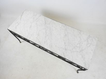 Wrought-iron LOW TABLE with rectangular white...