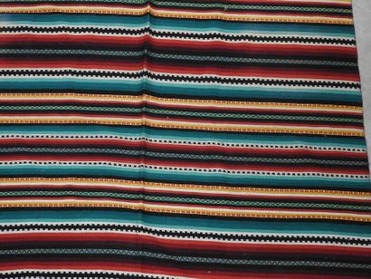 Peru, Andes: Large, brightly-colored woven...