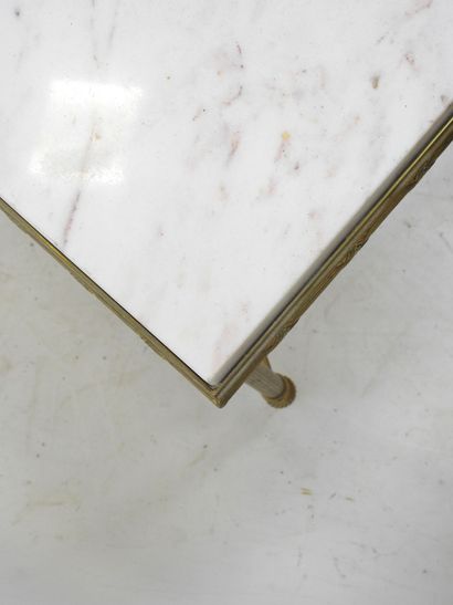 Rectangular LOW TABLE with white veined marble...