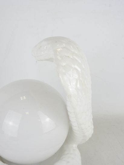 White earthenware cobra-shaped LAMP with...