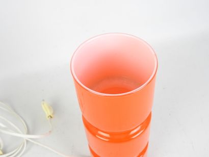 Orange opaline glass tubular LAMP. H: 26.5...