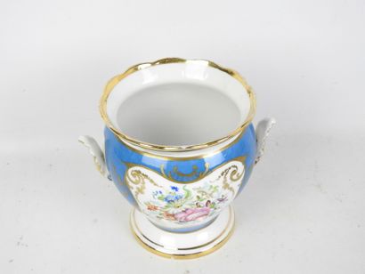SEVRES: Porcelain cache pot with floral design...